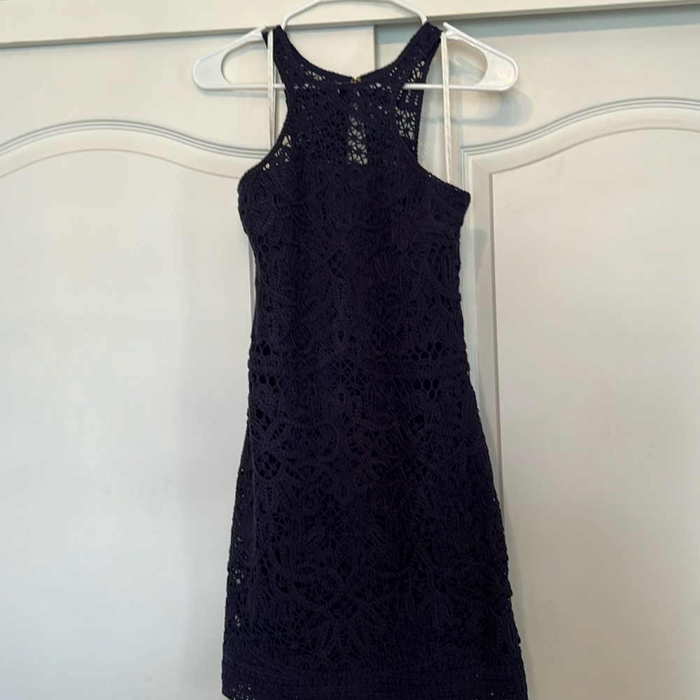 Lilly Pulitzer crochet dress in navy.